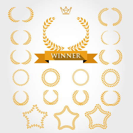 laurel wreaths, golden laurel conceptのイラスト素材