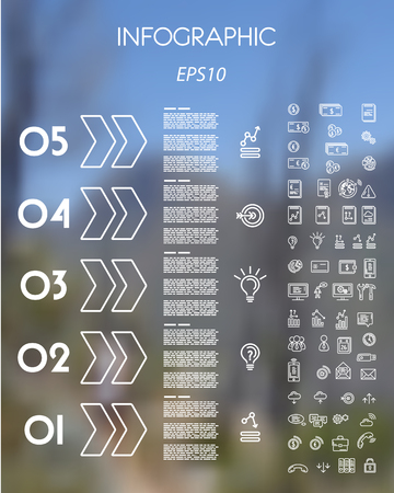 white linear infographic big arrows with icons. infographic concept.のイラスト素材