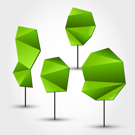 origami trees, green origami conceptのイラスト素材