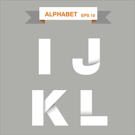 white origami letters from paper, alphabet conceptのイラスト素材