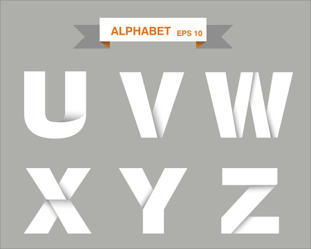 white origami letters from paper, alphabet conceptのイラスト素材