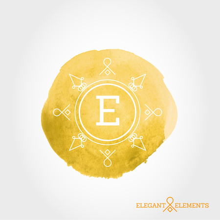 An orange watercolor ring with letterのイラスト素材