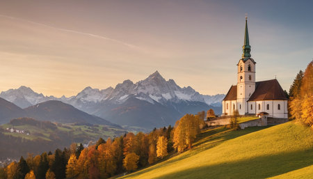 Church of St. Francis of Assisi in the Dolomitesの素材