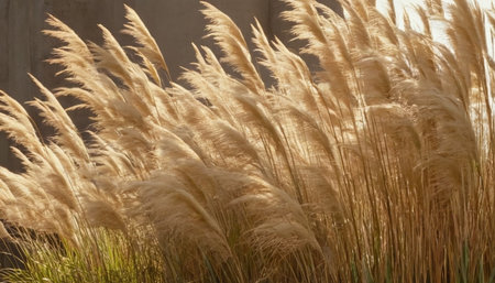 Pampas grasses in the sunlight. Beautiful nature background.の素材