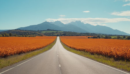 Rural road through the field of corn in Bavaria, Germanyの素材