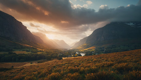 Beautiful panoramic view of Glencoe in Scotland, UKの素材
