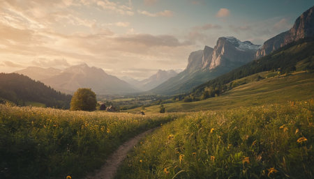 Beautiful summer landscape in the Dolomites mountains, Italy.の素材