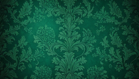 Vintage green background with damask floral pattern. Ornate wallpaper.の素材