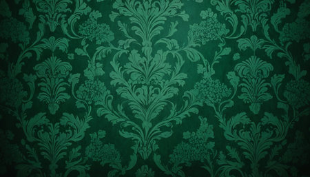Vintage green wallpaper with damask ornament. Elegant background.の素材