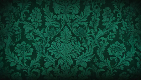 Vintage background with green floral ornament. Vector illustration. EPS 10の素材