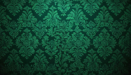 Damask floral pattern. Seamless vector background. Green ornamentの素材