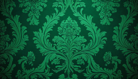 Vintage green wallpaper with damask pattern. Vintage floral background.の素材