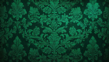 Vintage green wallpaper with damask pattern. Can be used as backgroundの素材