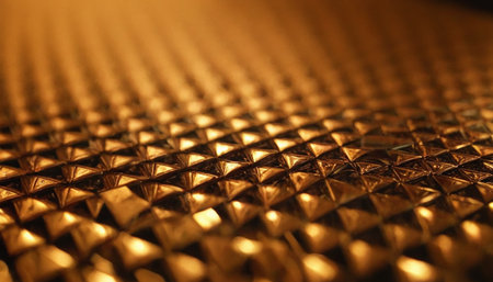 golden metal background macro close up with shallow depth of field.の素材