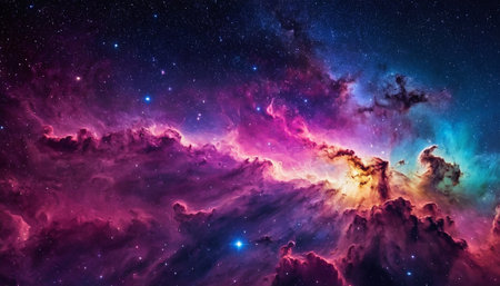 Night sky with stars and nebula. Elements of this image furnished by NASAの素材