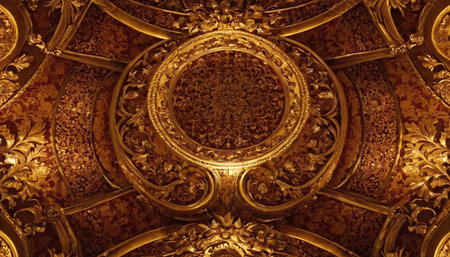 Luxury gold pattern on the ceiling of the royal palace.の素材