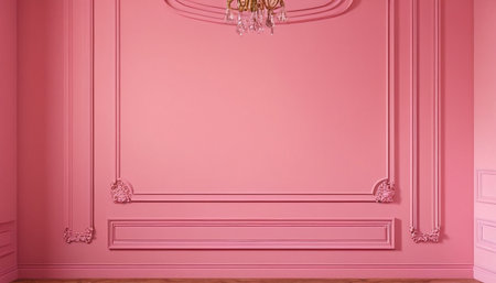 Classic interior with pink wall.Digital Illustration.3d renderingの素材