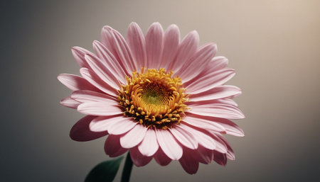 Beautiful pink gerbera daisy on a gray background.の素材