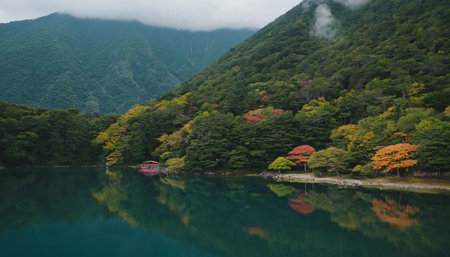 Kaminarimon lake in Kamikochi, Japanの素材
