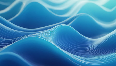 abstract blue wavy background with smooth lines. 3d renderingの素材