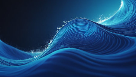 abstract blue background with smooth lines and waves, 3d renderの素材