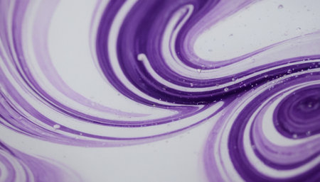 Purple and white abstract background with oil paint swirls, macroの素材
