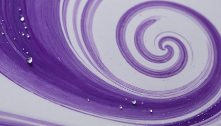 Purple and white abstract background with water droplets and swirlsの素材