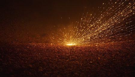 Close-up of sparks from welding torch at night. 3D renderingの素材