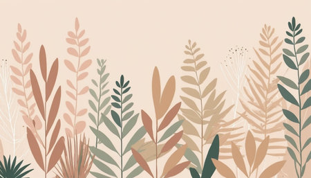 Vector floral background in pastel colors. Hand drawn botanical illustrationの素材