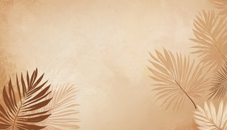 Tropical background with palm leaves on grunge paper texture.の素材