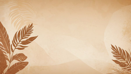 Tropical leaves background in grunge style. Vector illustration.の素材