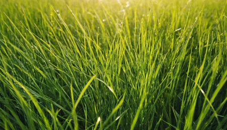Green grass in the sun. Close-up. Nature background.の素材