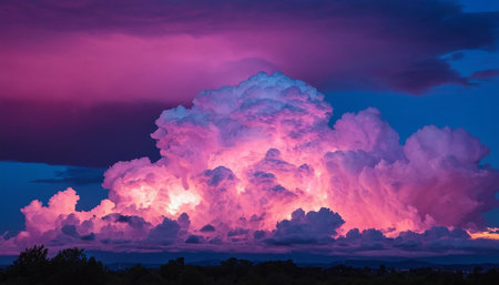 colorful dramatic sky with cloud at sunset. thunderstorm over the cityの素材