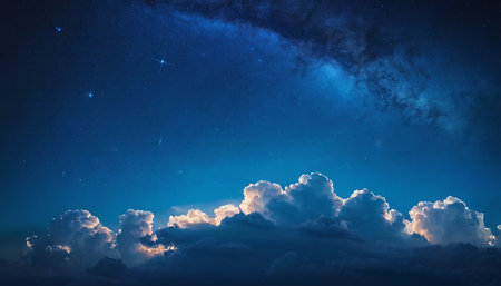 Night sky with stars and clouds. Elements of this image furnished by NASAの素材