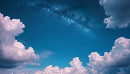 Night sky with clouds and stars. Elements of this image furnished by NASAの素材