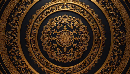 Luxury golden pattern on black background. 3D rendering.の素材