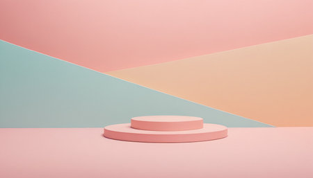 Abstract minimal scene with geometrical forms. Pink and blue background. 3d renderの素材