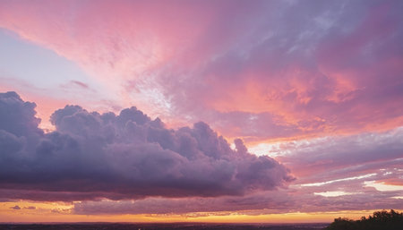 Beautiful cloudscape over the sea at sunset. Panoramic viewの素材