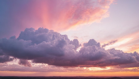 Cloudscape, Colored Clouds at Sunset near the Ocean on a Cloudy Dayの素材
