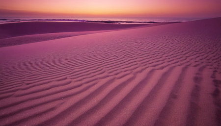 Pink sand dunes at sunset, Corralejo, Fuerteventura, Canary Islands, Spainの素材