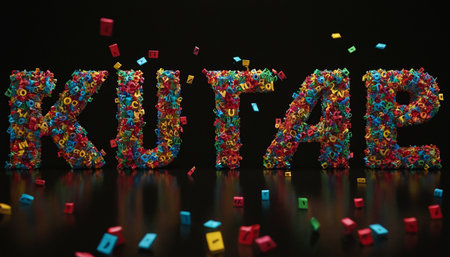 Word KUALA LUMPUR made from colorful confetti. 3D rendering.の素材