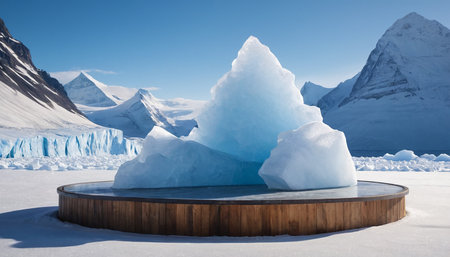 Antarctic landscape with icebergs, snow and blue sky.の素材