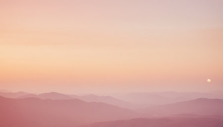 Sunset over the mountains in the summer. Color toning.の素材