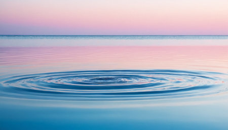 Water ripples on the beach with pink and blue sunset in the backgroundの素材