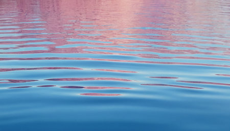 Reflection of pink and blue sky in the water. Nature backgroundの素材