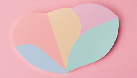 Paper heart on pastel pink background. Valentines day concept.の素材