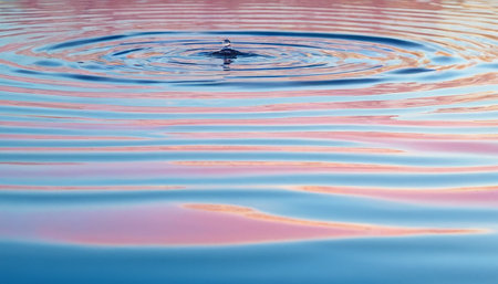 Water surface with ripples and a drop of water. Abstract backgroundの素材
