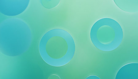 abstract background of blue circles on a green background, soft focusの素材