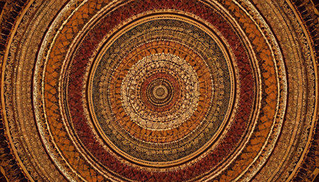 abstract background of a circular pattern, brown and orange colors.の素材