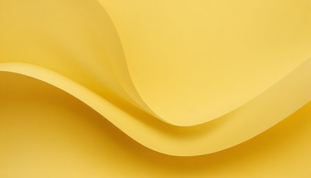 Yellow abstract background. Curved shape of yellow paper. 3d renderの素材